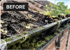 Before: leaking gutter joint